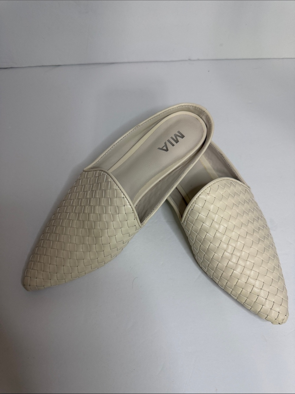 MIA Woven Pointed-Toe Slip-On Mules - Off-White - Picture 2 of 8